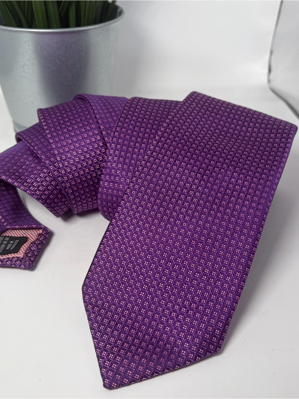 PINK Thomas Pink Men’s Silk Necktie Purple & Pink Formal Office Dressy Gala - Picture 5 of 6